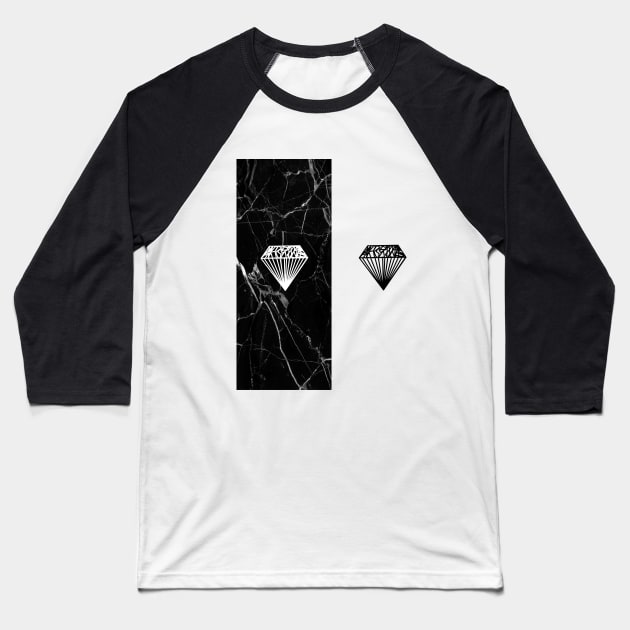 Black and white diamond Baseball T-Shirt by Miruna Mares